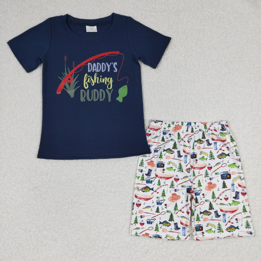 Boys fishing print vinyl outfits  BSSO0152