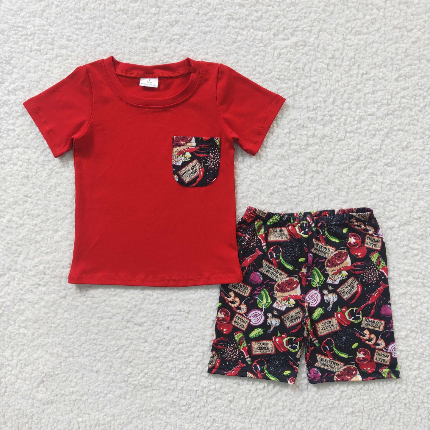 Boys crawfish print summer outfits   BSSO0165