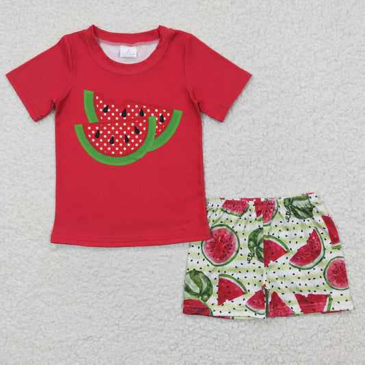 Boys watermelon red summer shorts outfits  BSSO0175