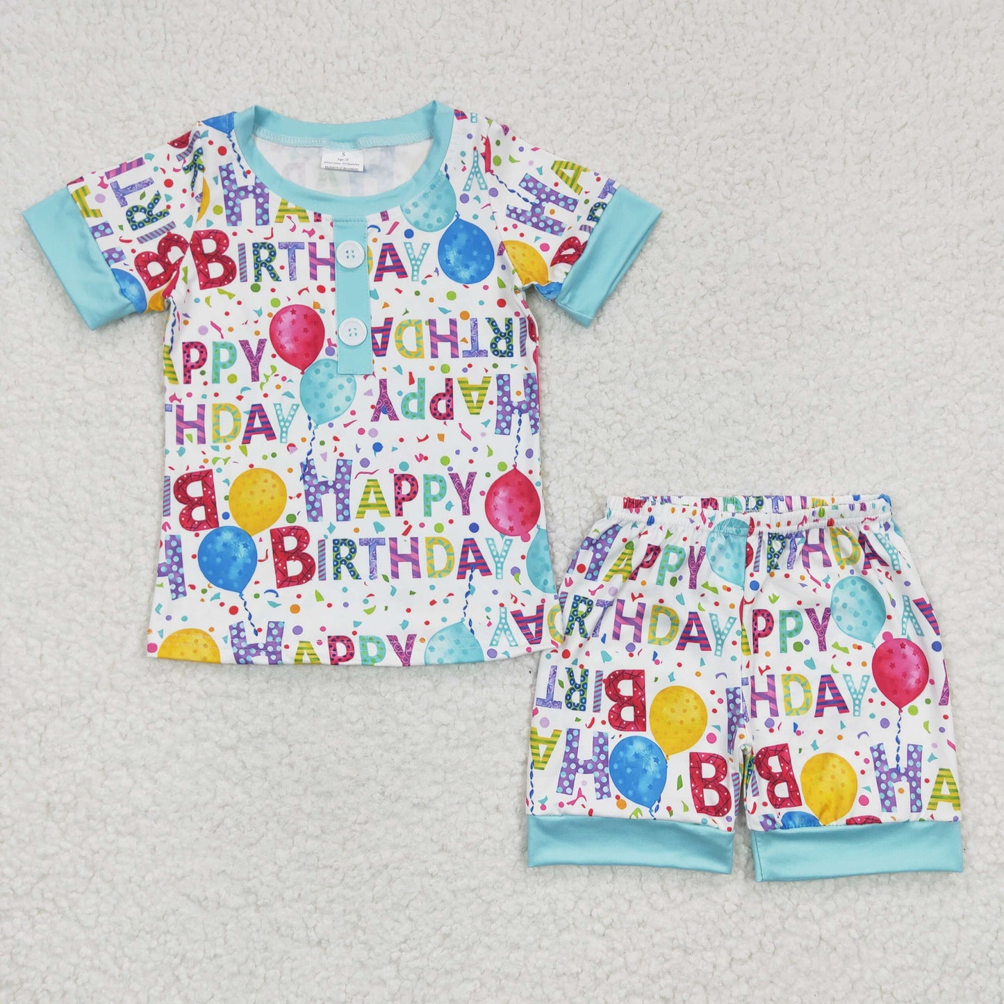 Boys Happy Birthday print summer pajamas   BSSO0180