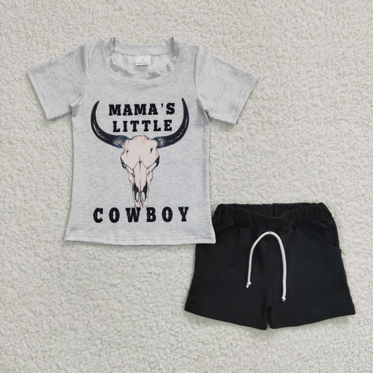 MAMA'S LITTLE COWBOY print summer outfits BSSO0192