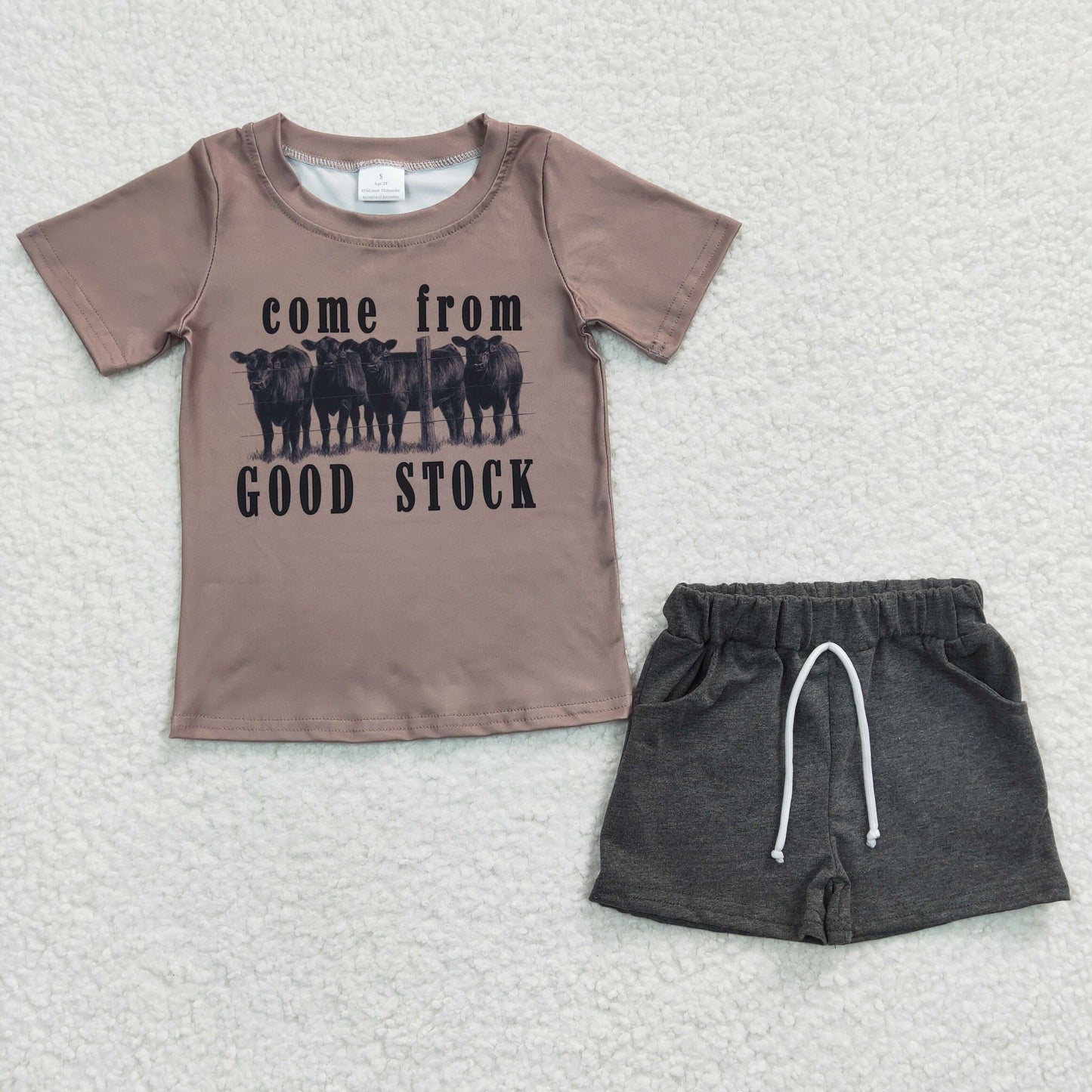 Come From Good Stock print boys western summer outfits BSSO0193