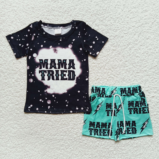 MAMA TRIED flash print boys summer outfits BSSO0200