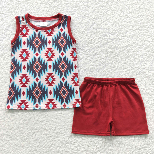 Boys sleeveless aztec western summer outfits BSSO0215