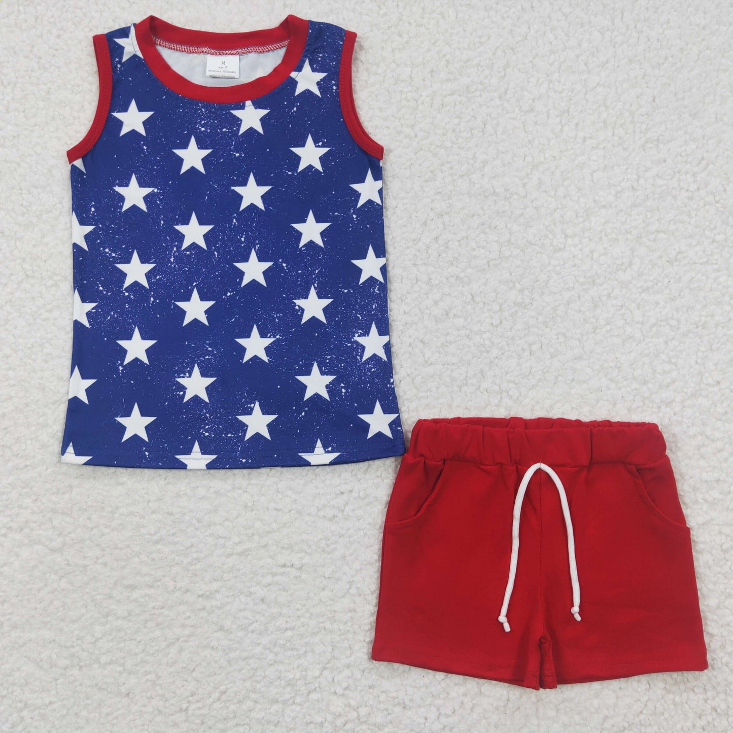 Boys sleeveless star top red shorts 4th of Jyly outfits  BSSO0220