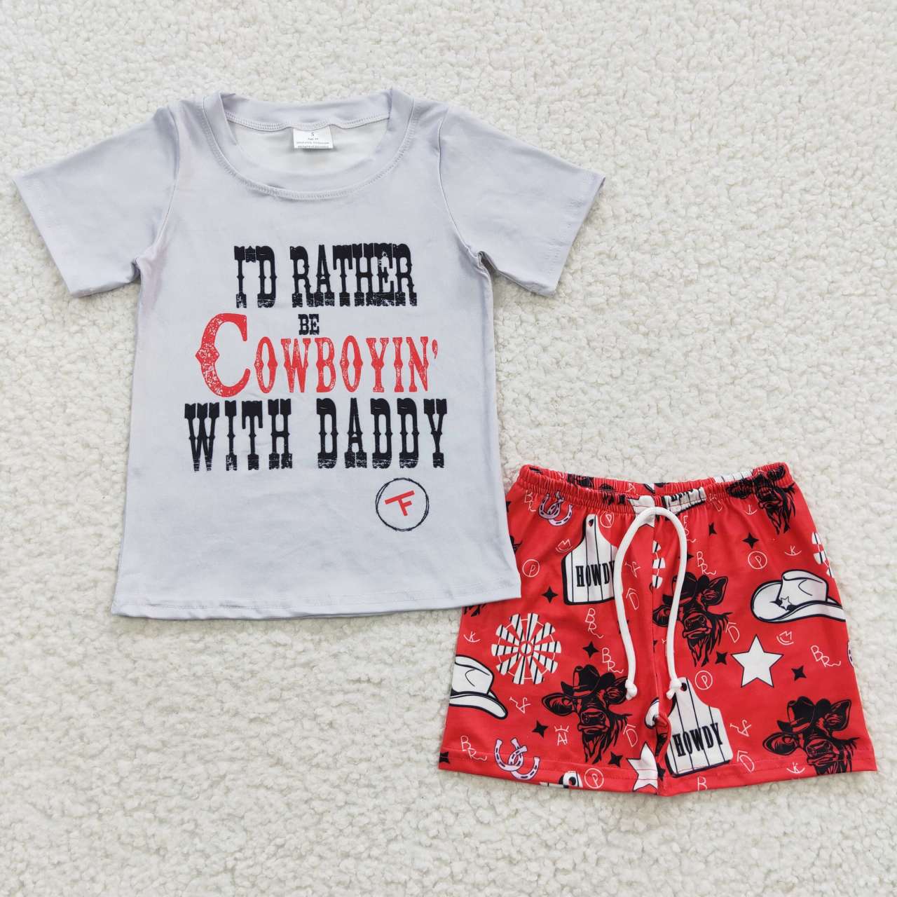 BSSO0243 Cowboy daddy western print boys summer outfits BSSO0243