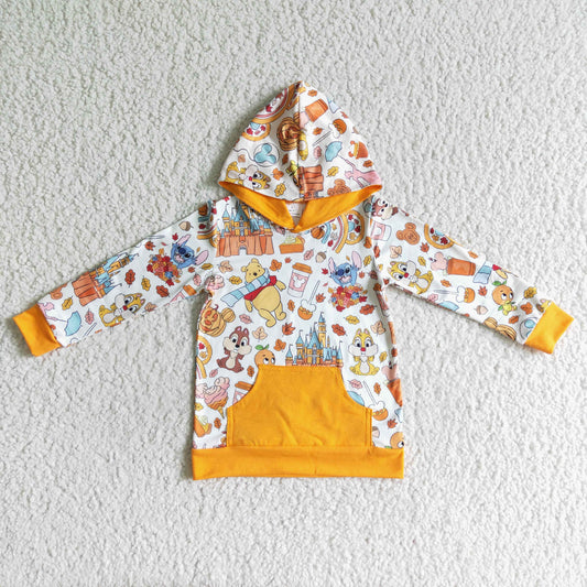 BT0045 Cute little bear long sleeve hooded Halloween fall pumpkin kids top