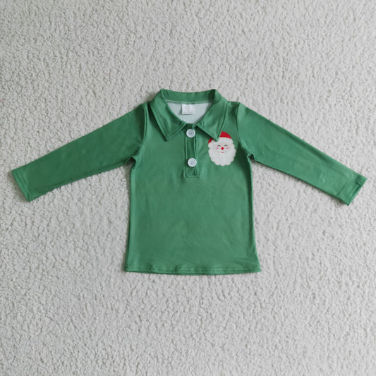 Boys Christmas green santa claus pullover   BT0073