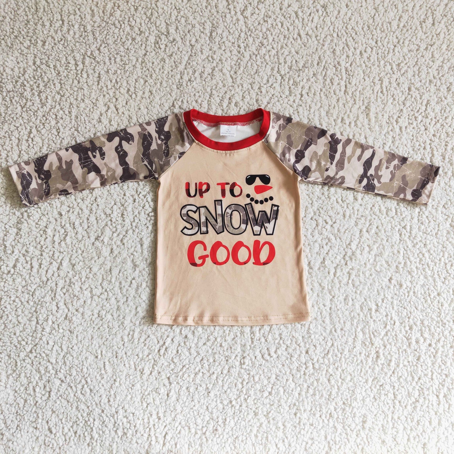 Boys camo Christmas raglan sleeve top    BT0097