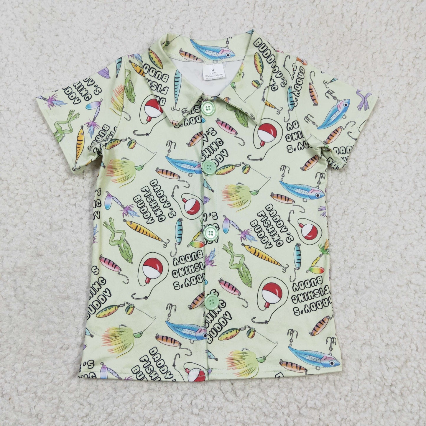 Boy short sleeve fishing print button up shirt  BT0125