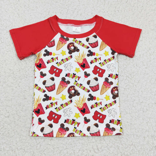 Boys cartoon print Happy Birthday top   BT0138