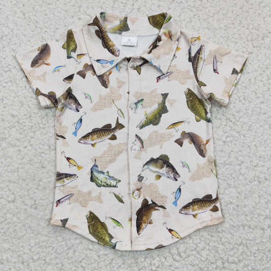 Boys fishing print button up shirts  BT0179