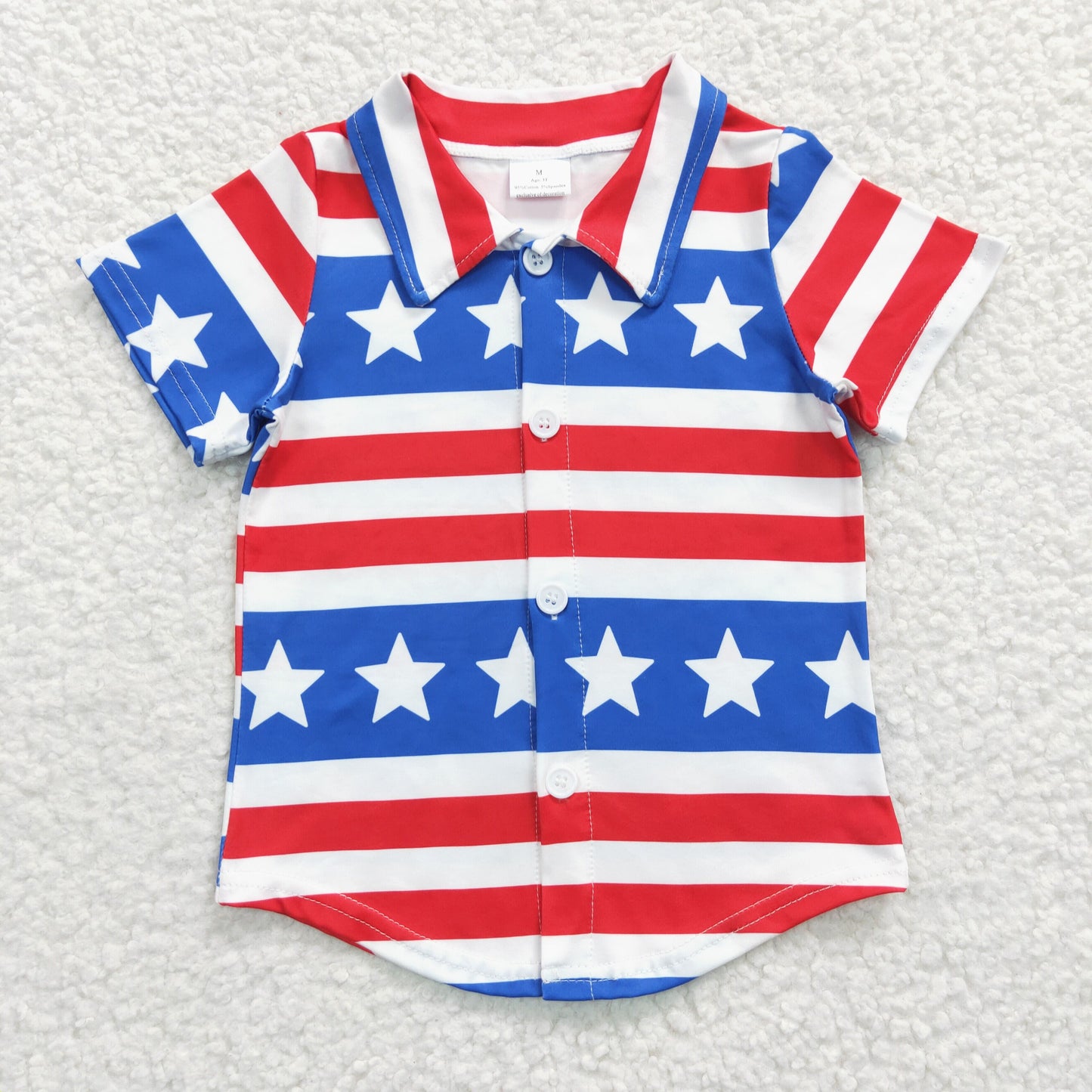 Stars Red Stripes Boys 4th of July Buttons Tee Shirts Top Brothers Wear