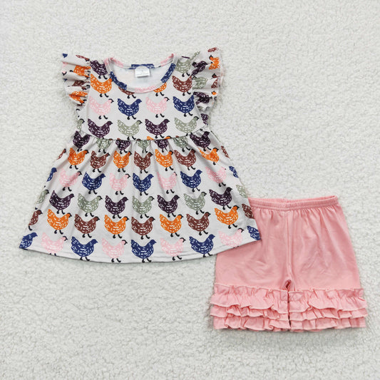 (Promotion)Flutter sleeve icing shorts summer outfits C5-11