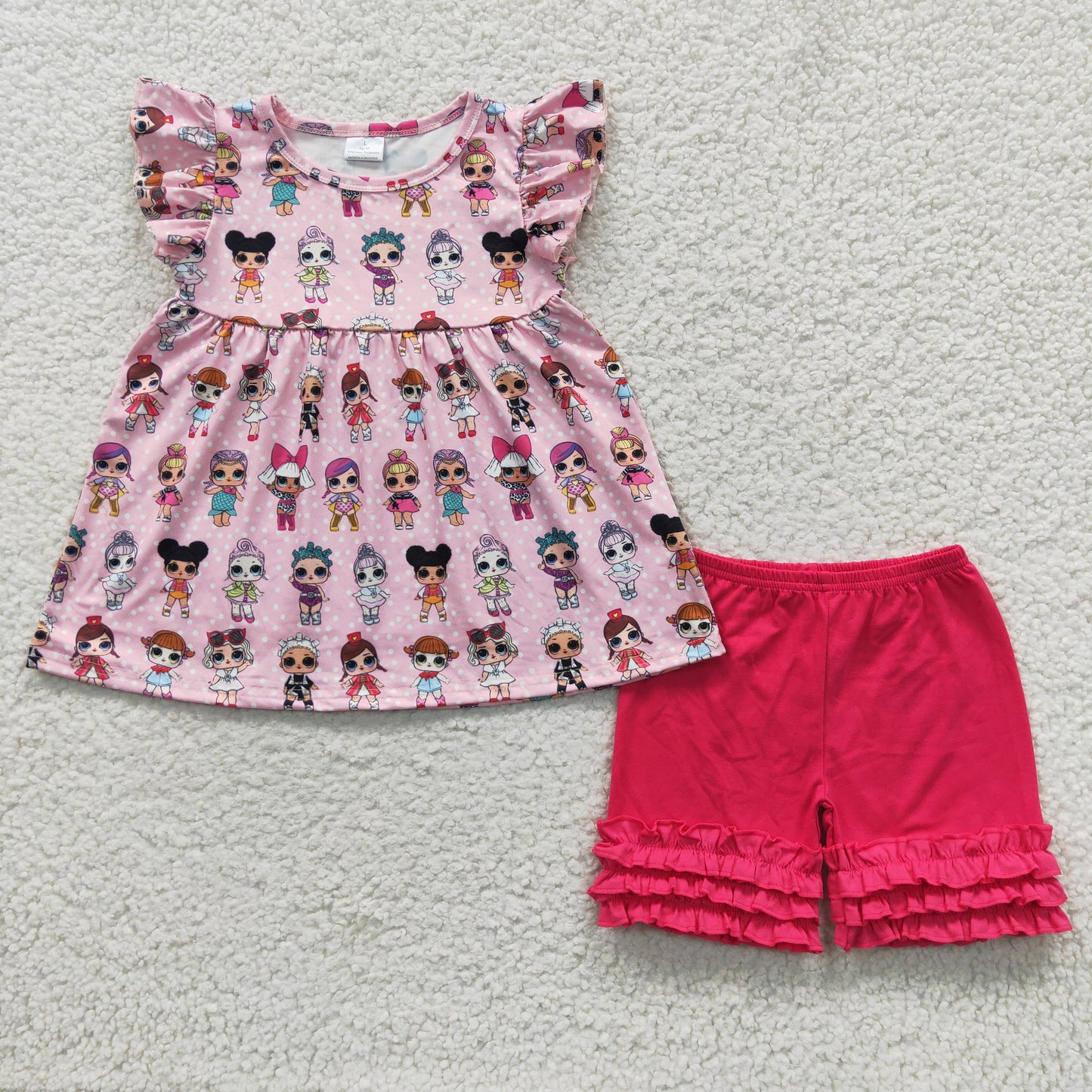 C5-14 Lovely girls soft cotton shorts clothing set