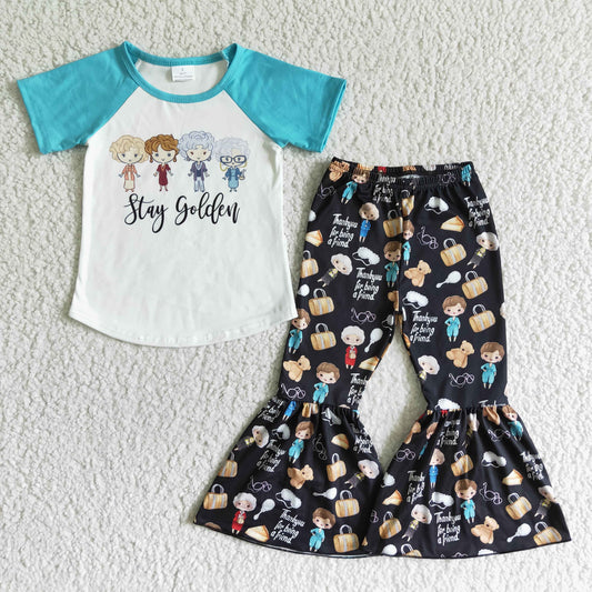 (Promotion) C6-23Short sleeve bell bottom pants outfits