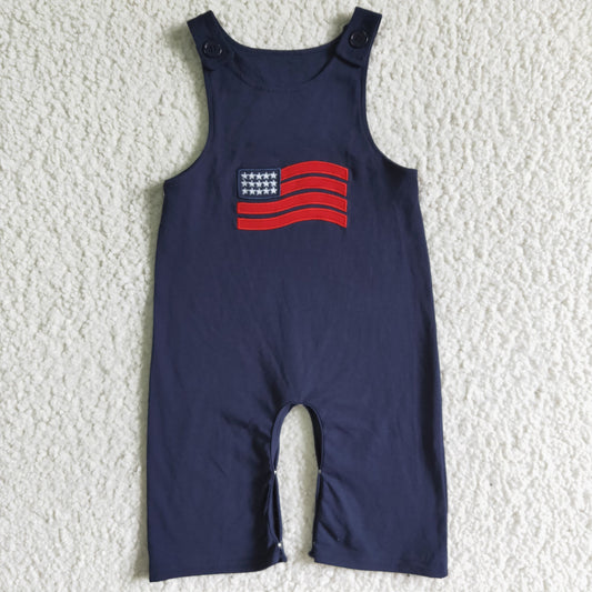 Boys sleeveless embroideried 4th of July romper