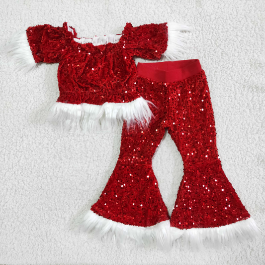 Girls Christmas RED SEQUIN outfits   C7-23