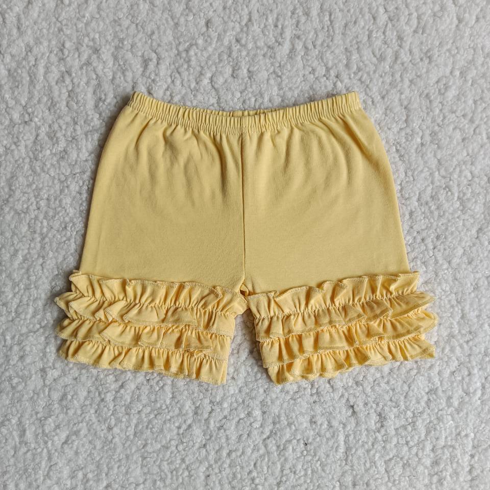 Girls summer yellow ruffles shorts  C9-1-2