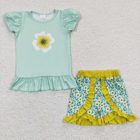 (Promotion)Girls floral print summer outfits  C9-2