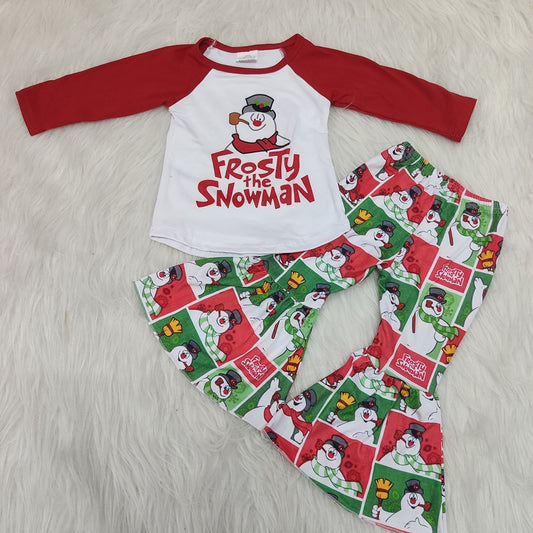 (Promotion) Girls Christmas snowman print outfits   6 A2-2