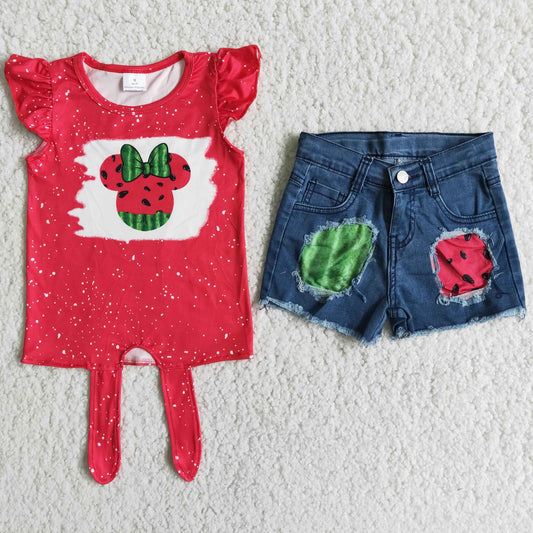 Girls denim shorts summer outfits  D12-3