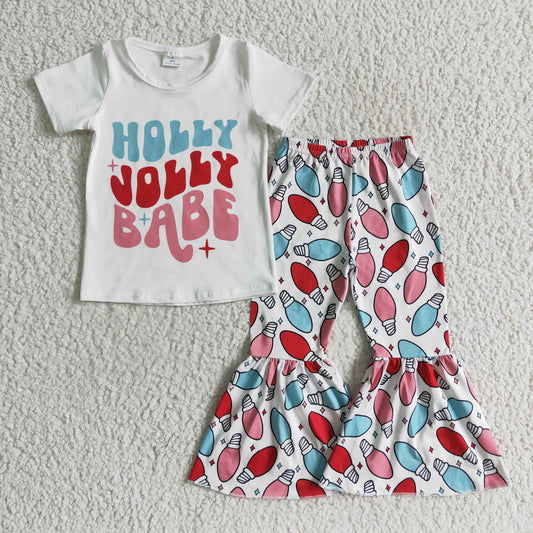 (Promotion) Girls Christmas Holly Jolly BABE print outfits   D8-1