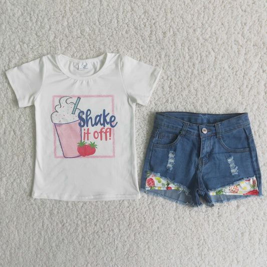 Girls denim shorts summer outfits  D8-17