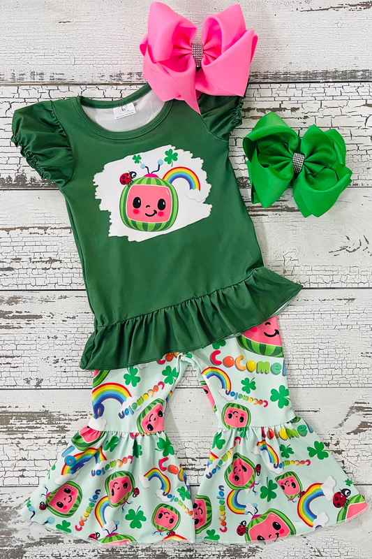 (Promotion)Short sleeve bell bottom pants St. Patrick Days' outfits