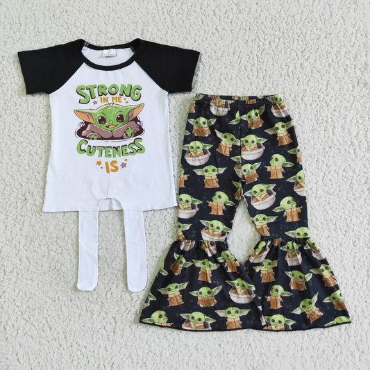 (Promotion) Short sleeve bell bottom pants outfits          E1-2