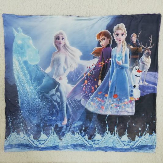 6 B1-36 Cartoon princess blue blanket