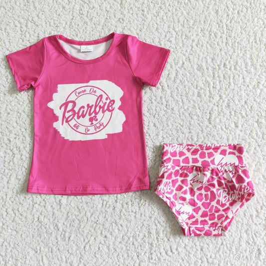 Short sleeve pink BA top bummie outfits GBO0030