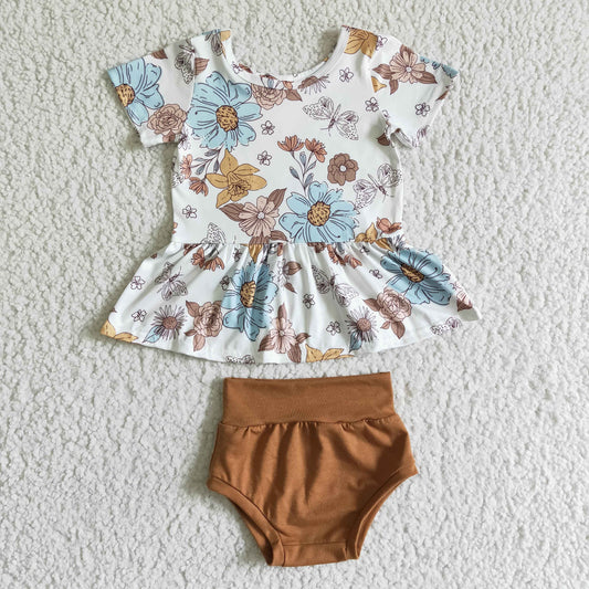 Floral peplum brown bummie outfits GBO0032