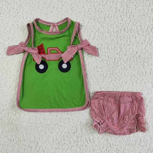 Girls summer embroideried bummie outfits GBO0048