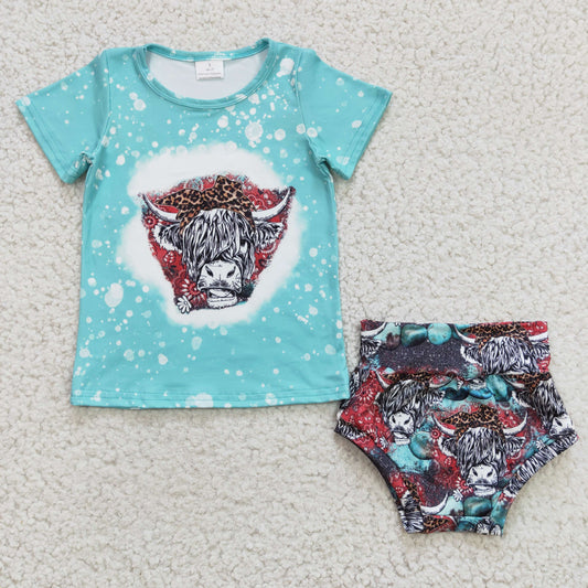 Baby highland cow print bummie outfits GBO0070