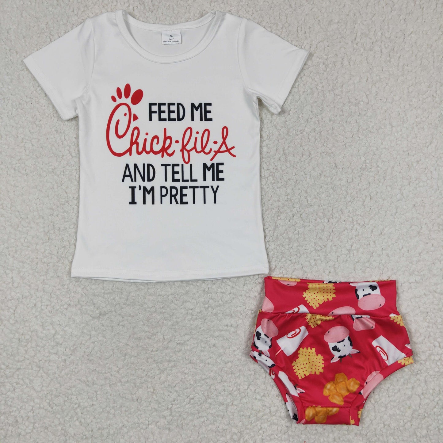 GBO0079 I'm pretty cow print baby girls summer 3 pieces bummie sets