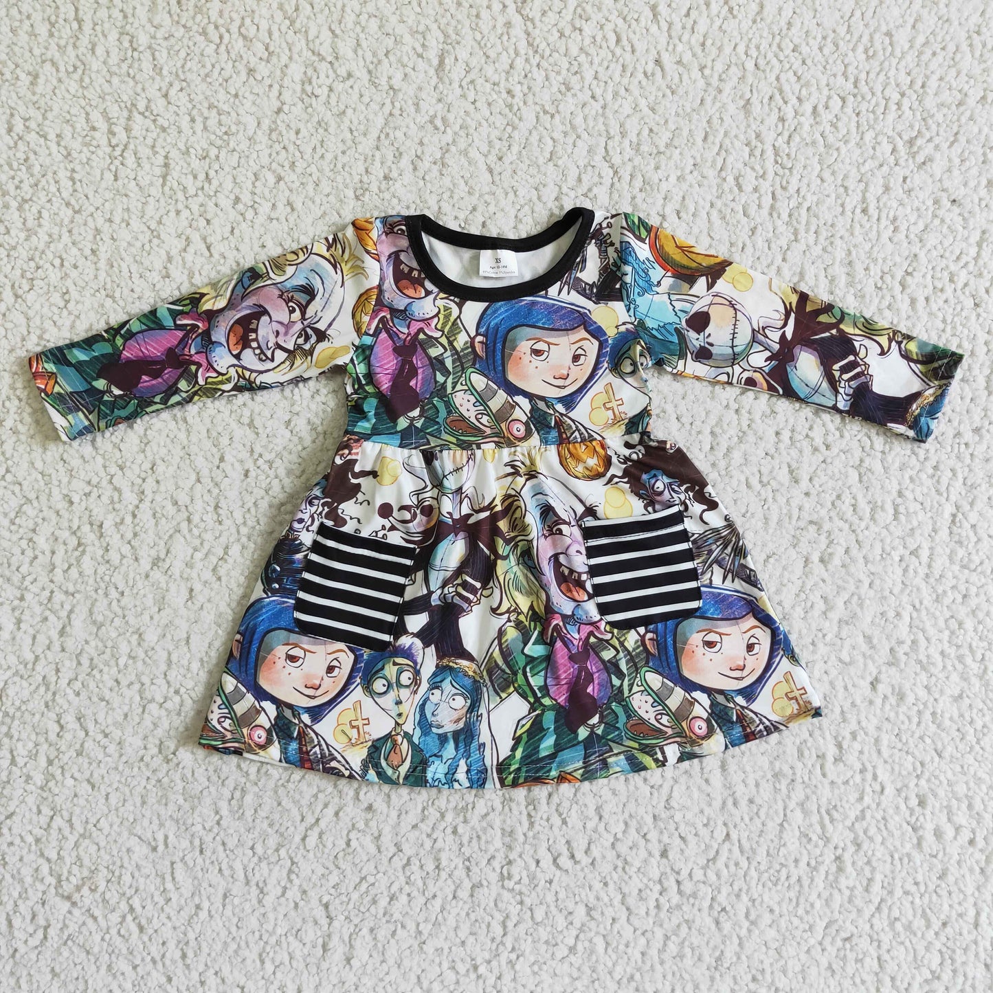 (Promotion)Girls long sleeved Hallowmas pockets dress       GLD0047