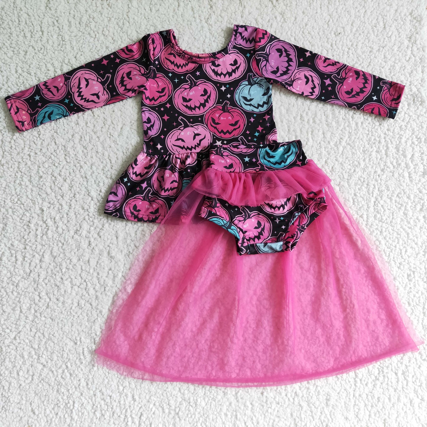 (Promotion)Long sleeve top tutu bummie outfits  	 GLD0080