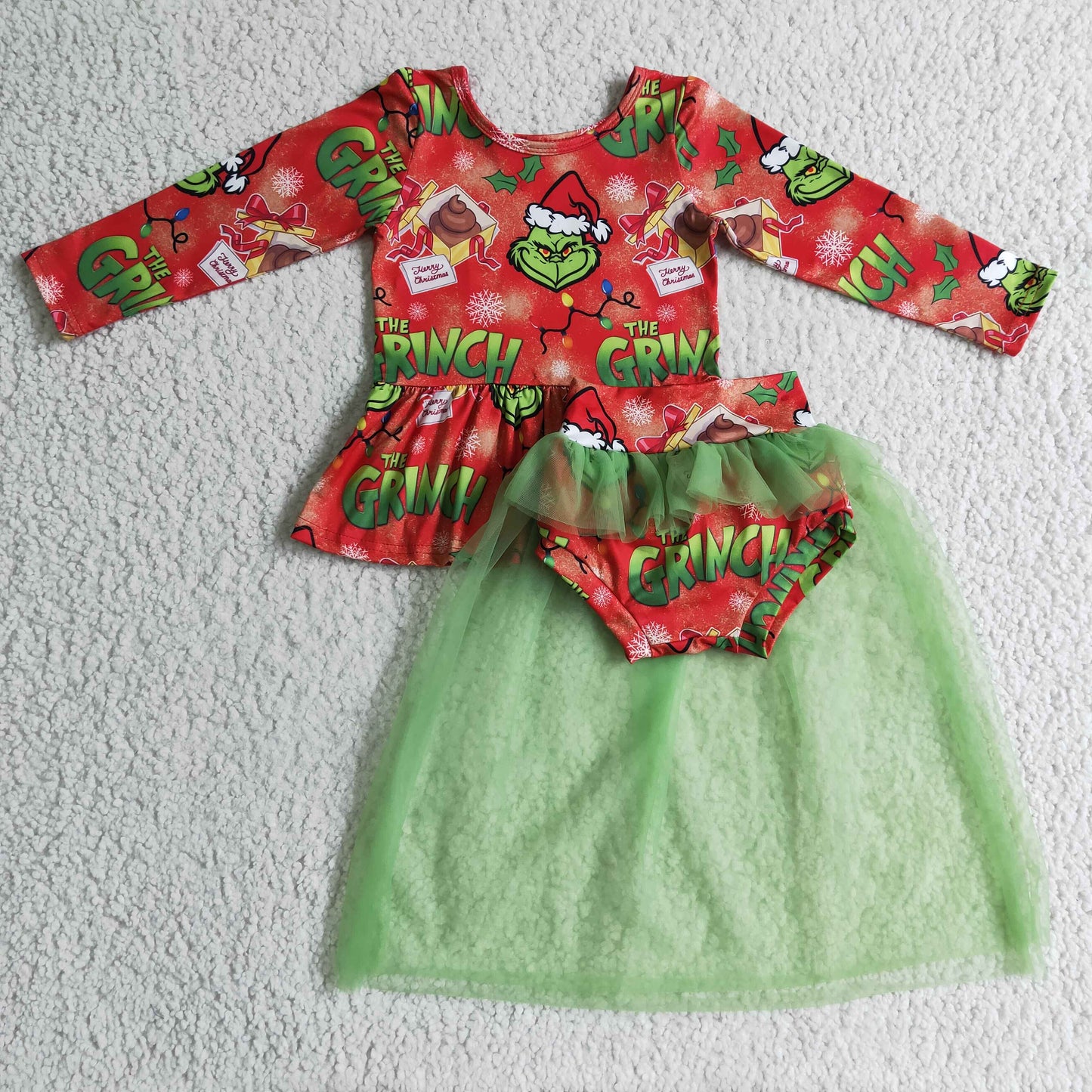 (Promotion)Long sleeve top tutu bummie outfits  	 GLD0091