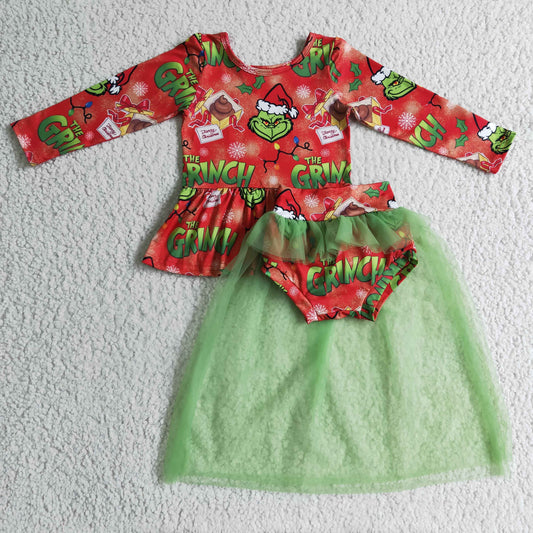 (Promotion)Long sleeve top tutu bummie outfits  	 GLD0091