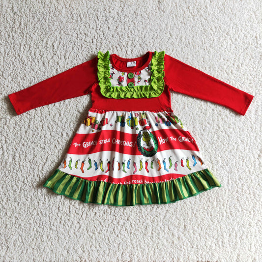 (Promotion)Girls long sleeve Christmas dress       GLD0097