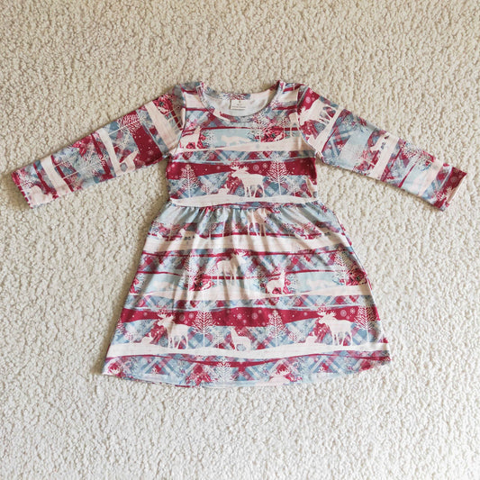 (Promotion)Girls long sleeve Christmas dress       GLD0116