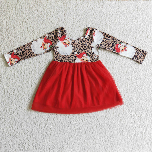 (Promotion)Girls long sleeve red Santa tutu dress       GLD0132