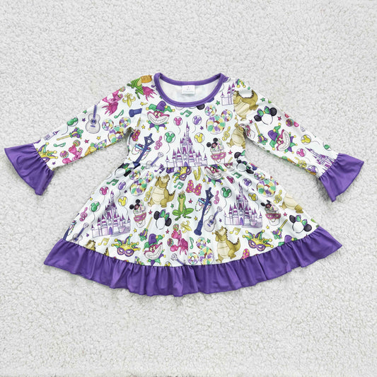 Girls long sleeve Mardi Gras dress   GLD0180