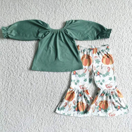 (Promotion)Girls fall pumpkin outfits   GLP0014