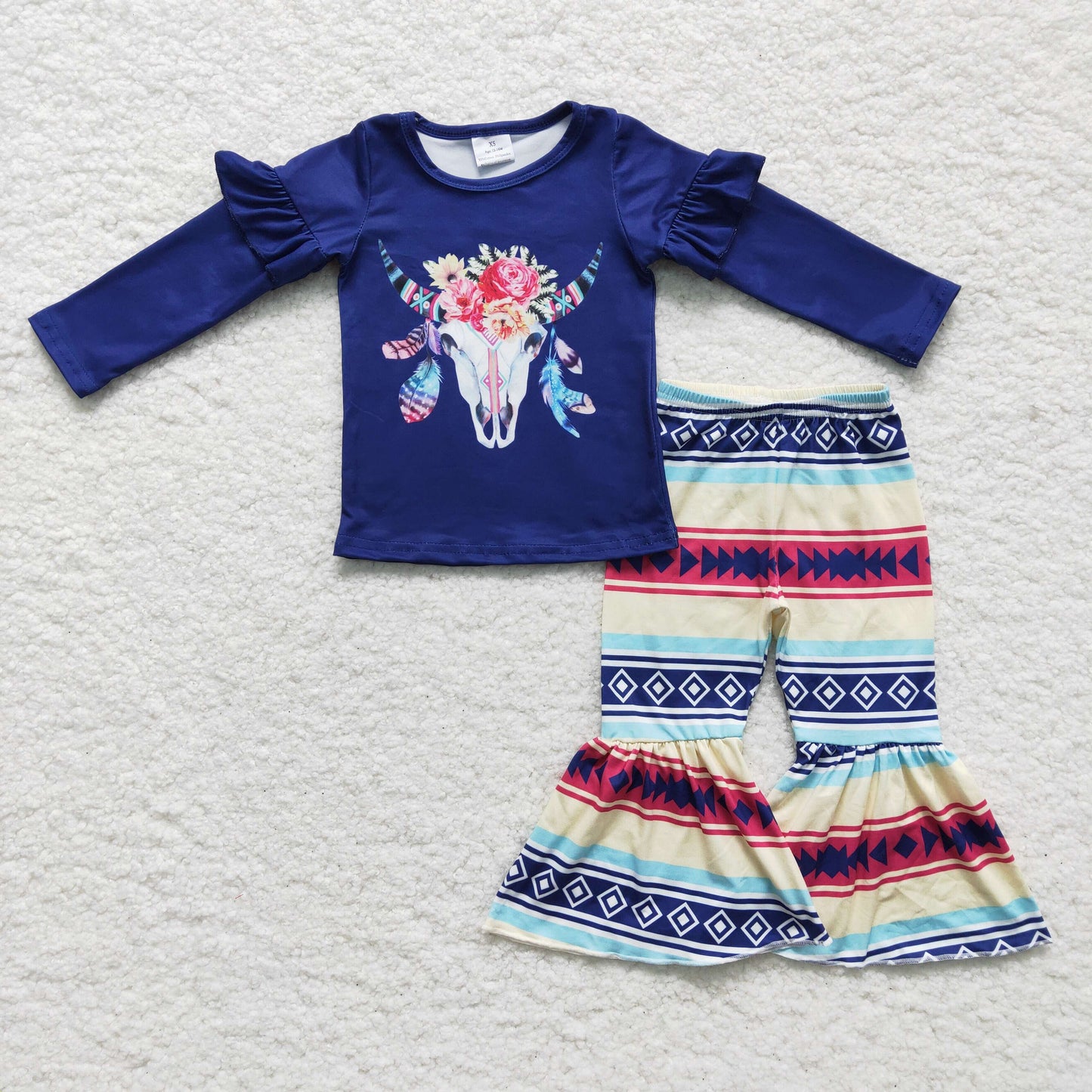 (Promotion)Girls fall cow skull print outfits   GLP0055