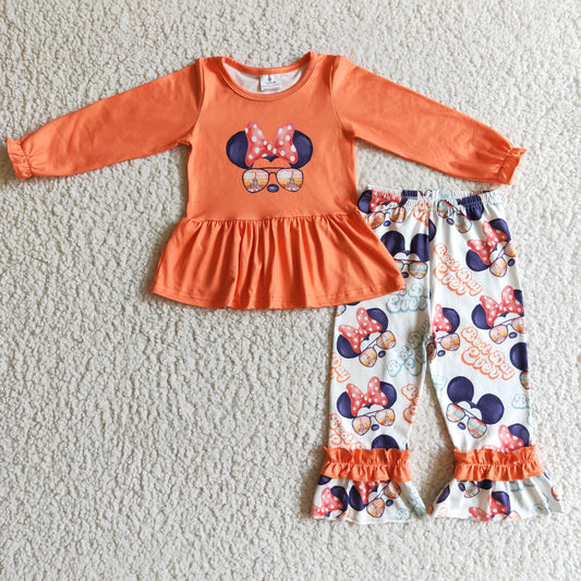 Girls long sleeve cartoon design outfits      GLP0094