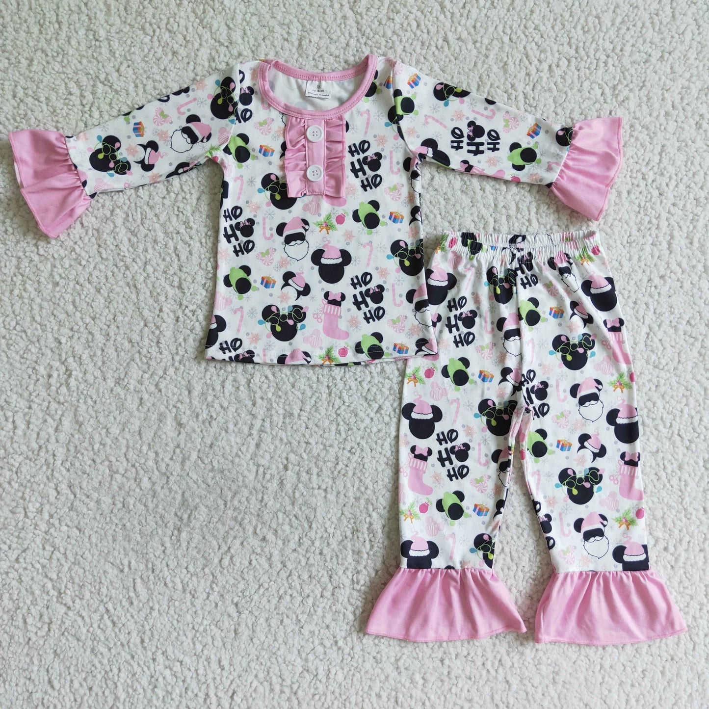 Girl's Christmas mouse print pajamas set GLP0105