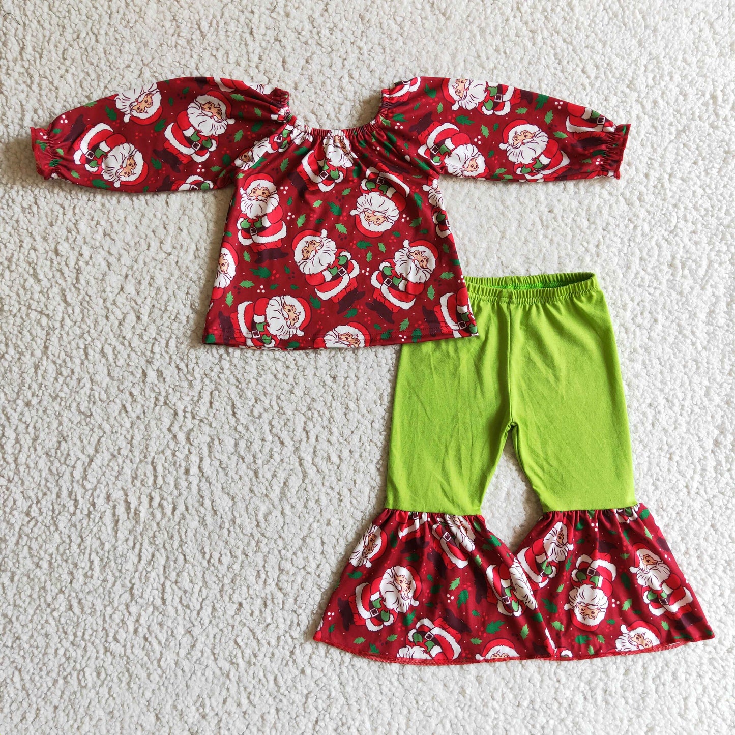 (Promotion)Girls Christmas Santa Claus print outfits    GLP0159