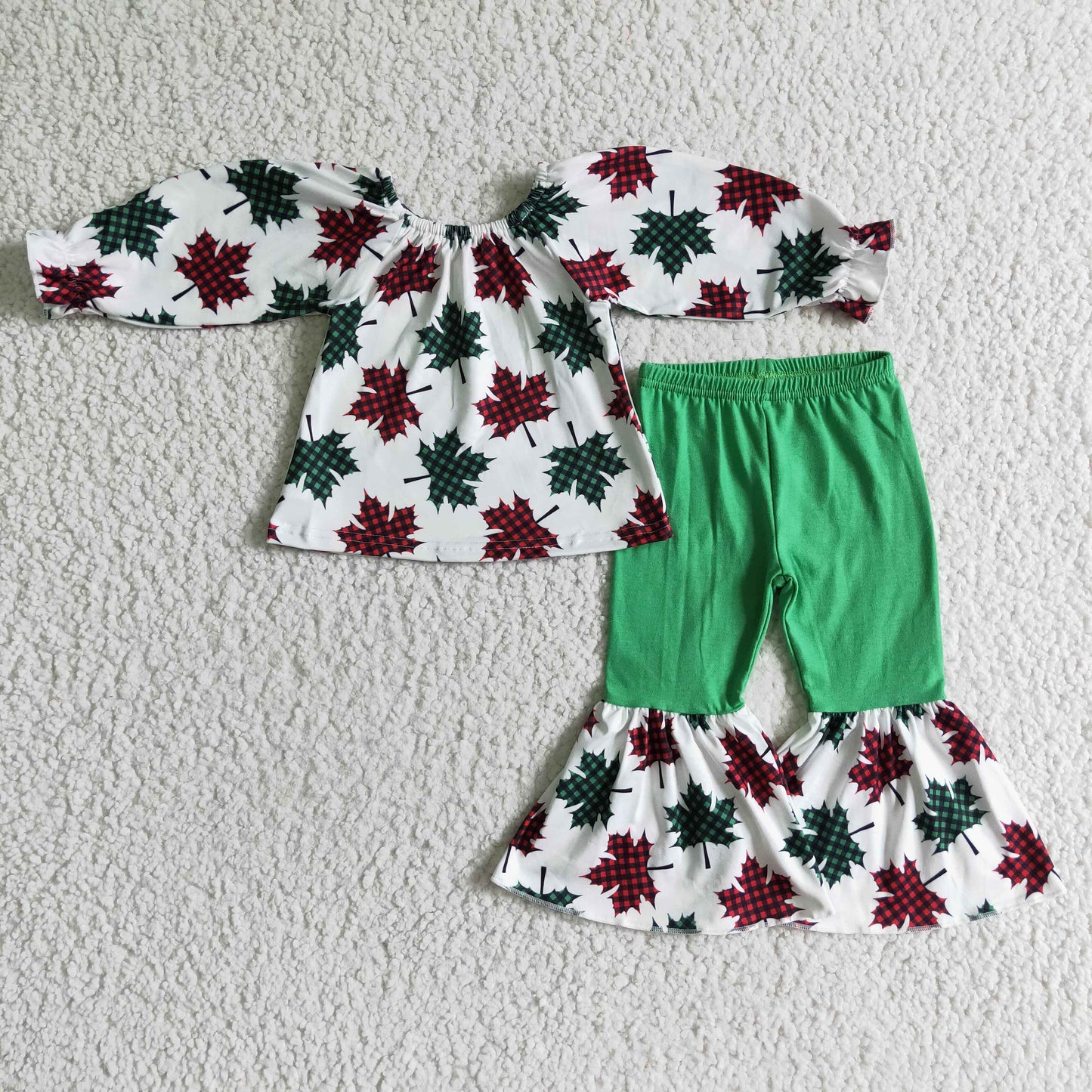 (Promotion)Girls Christmas bell pants outfits    GLP0160
